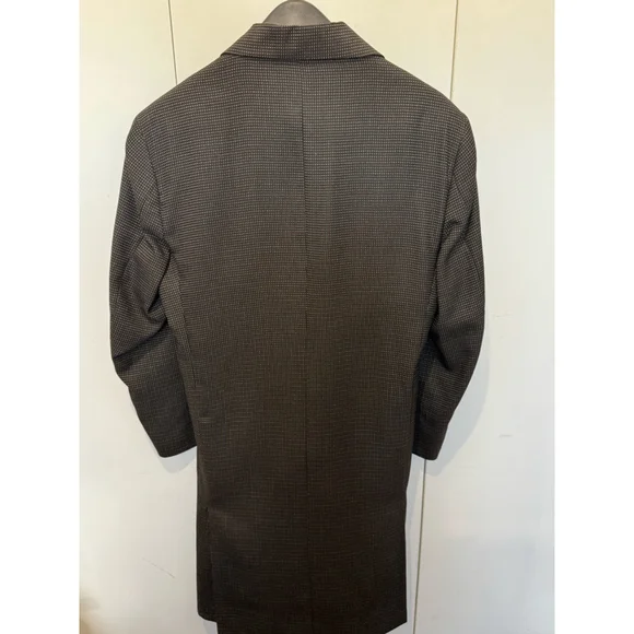 Men's H. John's tweed Overcoat Suit jacket44L/ cuffed pants W36x30L black Brown - Picture 5 of 13